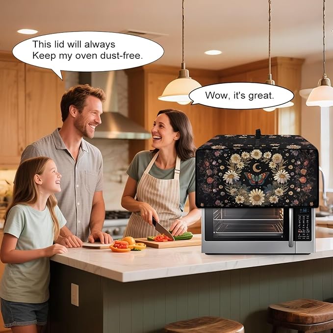 Vintage Daisy Butterfly Moon Print Toaster Oven Cover - Image 4