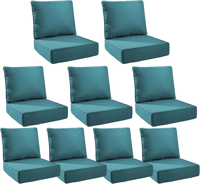 6" Thick Outdoor Cushions 24x24x6, 9-Set Deep Seat Patio Cushions by Pugire
