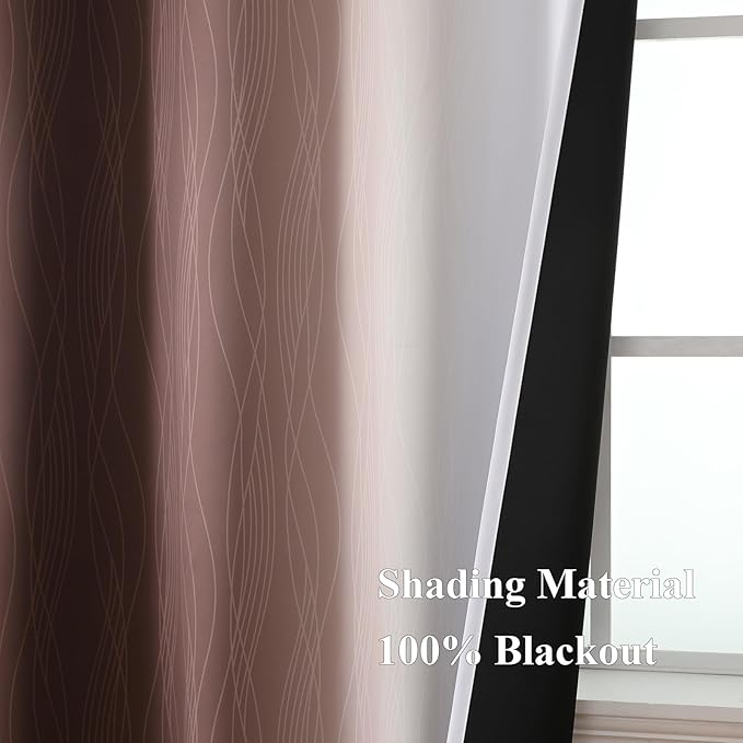 Estelar Textiler Brown and Greyish White Gradient Blackout Curtains - Image 5
