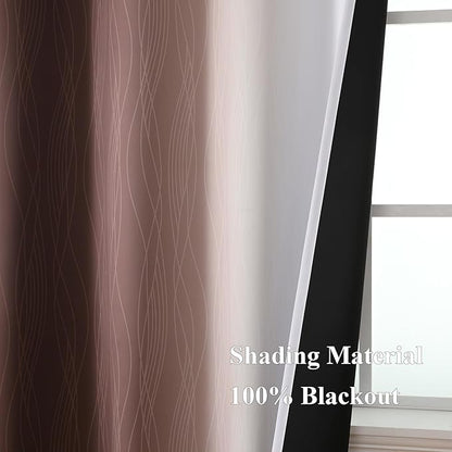 Estelar Textiler Brown and Greyish White Gradient Blackout Curtains - Image 5
