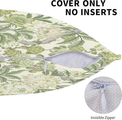 French Country Green Floral Throw Pillow Covers 18x18 Inch Set of 2 Spring - Image 5