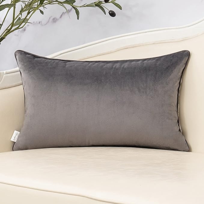 Yangest Grey Throw Pillow Cover Velvet Cushion Cover Branches Rectangular - Image 2