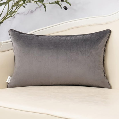 Yangest Grey Throw Pillow Cover Velvet Cushion Cover Branches Rectangular - Image 2