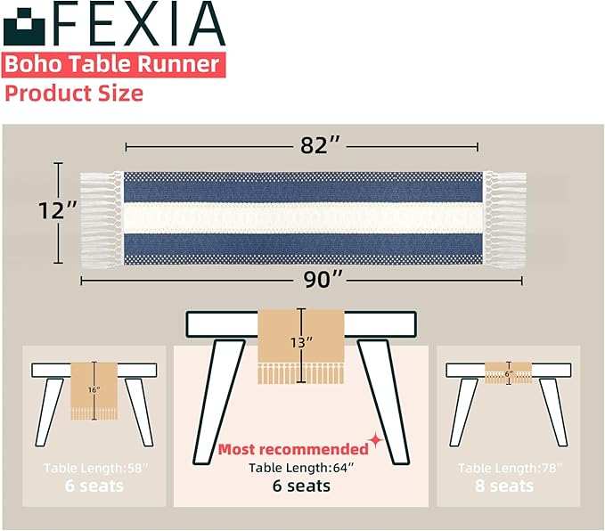 FEXIA Blue Table Runner for Home Decor - Image 2