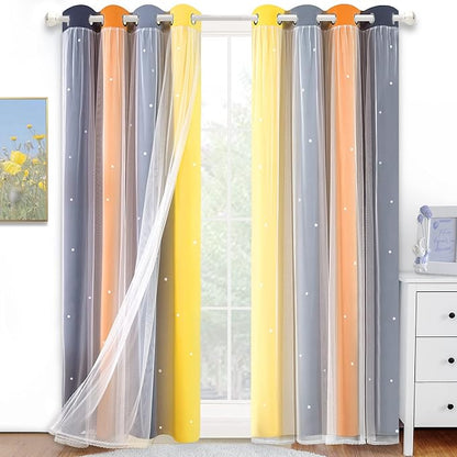 Kinryb Christmas Rainbow Star Cutout Curtain - Image 2