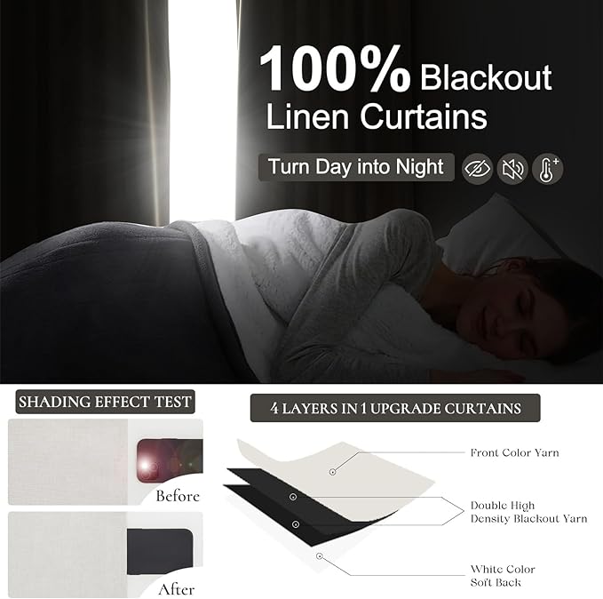 100 Percent Blackout Sliding Glass Door Curtains 120 Inches Long 2 Panels - Image 2