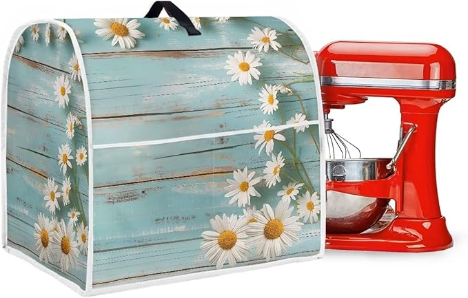 Daisy Stand Mixer Cover Teal Wood Kitchen Appliance Cover - Image 4
