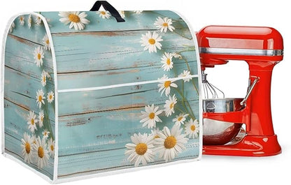 Daisy Stand Mixer Cover Teal Wood Kitchen Appliance Cover - Image 4