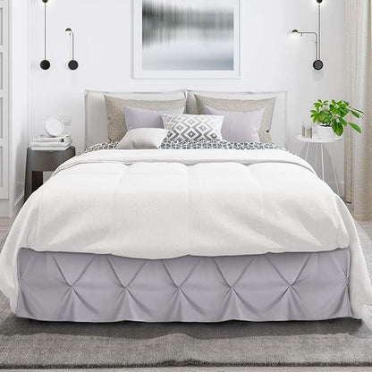 Nestl Grey Lavender Bed Skirt Cal King Size, Pinch Pleat Cal King Bed Skirt - Image 2