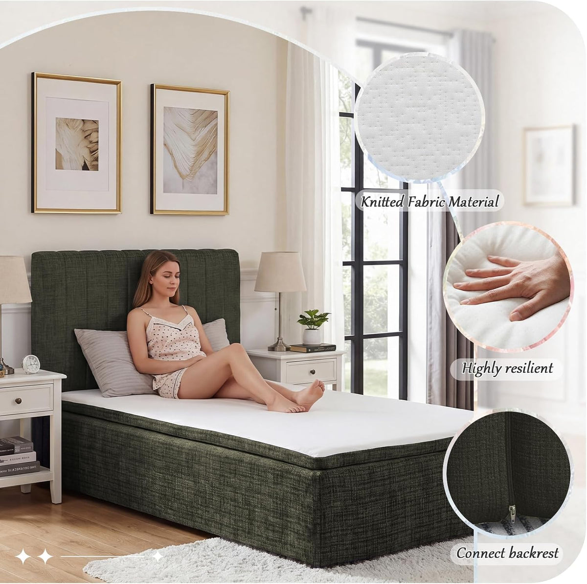 twin compression bed boneless bed frame with mattress showing dimensions