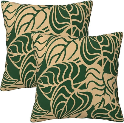 Tropical Green Plant Throw Pillow Covers 18x18 Inch Set of 2 Summer Sage Green - Image 6