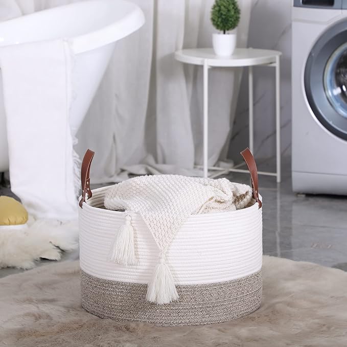 KAKAMAY Large Blanket Basket, Woven Baskets - Image 8