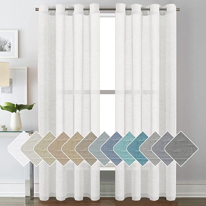 H.VERSAILTEX White Sheer Linen Curtains by HVERSAILTEX