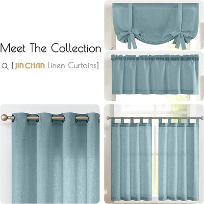 jinchan Kitchen Curtains and Valances Set 3 Pieces Linen Tiers and Valance 36 - Image 7