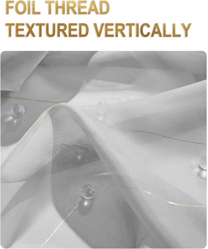 Foil Stripe Grey Sheer Curtains 72 inches Length 2 Panels - Image 3