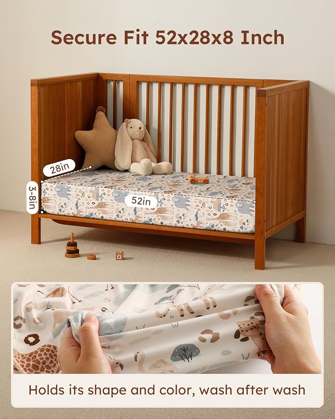 Baby Crib Sheets for Boys Girls, Breathable Soft Microfiber Baby Sheet Elephant - Image 3