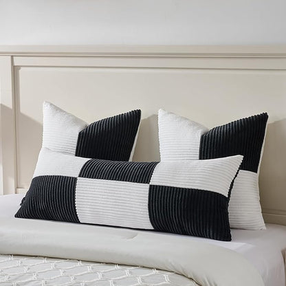 Fancy Homi Set of 2 Black White Euro Decorative Throw Pillow Covers 26x26 Inch - Image 5