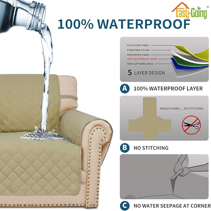Easy-Going Sofa Slipcover Loveseat Cover Waterproof Couch Cover Washable Sofa - Image 3