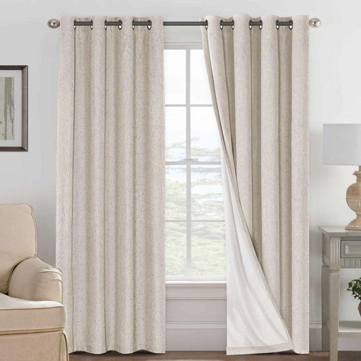 h.versailtex 100% blackout linen curtains 84" l 2, main product view