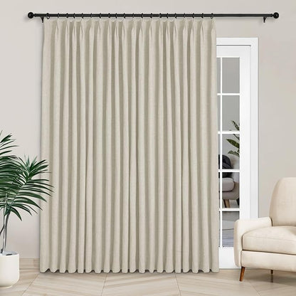 Macochico Extra Wide 100% Blackout Linen Curtains by Macochico