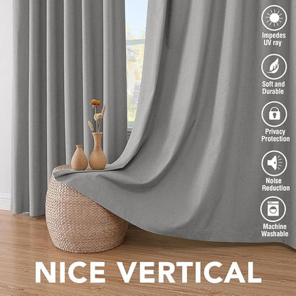 H.VERSAILTEX Primitive Linen Curtains 100% Blackout Curtain Drapes Burlap - Image 7