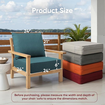 Outdoor Chair Cushions Set of 3, Waterproof 24x24 Patio Chair Cushion, Couch - Image 2