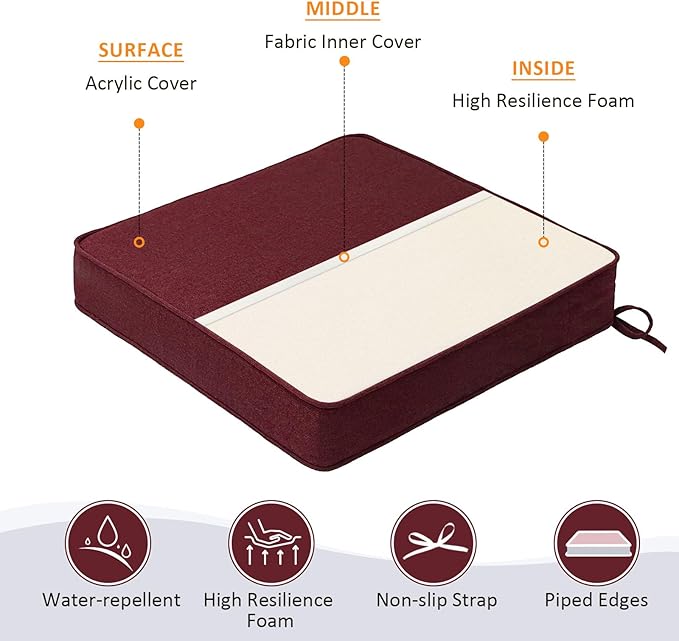 Sunbrella Square Corner Seat Cushions, Indoor Outdoor Water Repellent Universal - Image 4
