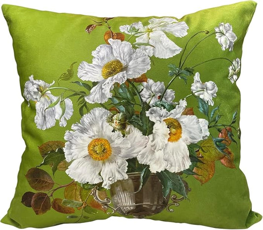 Vintage Floral Bouquet 28x28 Plush Throw Pillow Case, European Classical Oil by whooplaArt