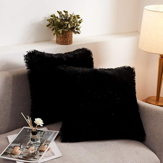 XeGe Faux Fur Throw Pillow Covers, Shaggy Fluffy Cushion Covers, Plush Furry by XeGe