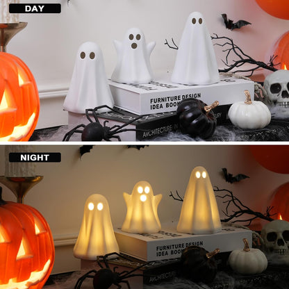 Light Up Ghost Halloween Decor,Ceramic Halloween Ghost Decorations Indoor