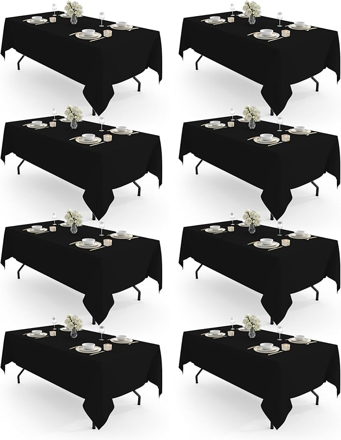 Pureegg Rectangle Table Cloth 60" x 102" – 8 Packs, Durable Polyester by Pureegg