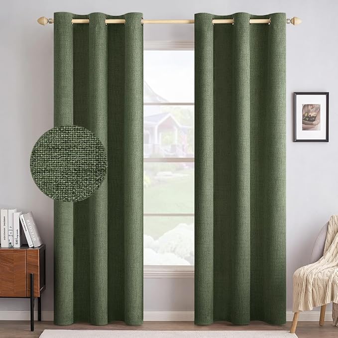 MIULEE 100% Blackout Linen Textured Curtains by MIULEE