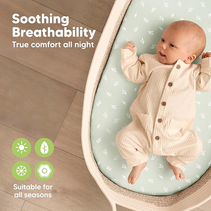 2-Pack Organic Bassinet Sheets for Girls, Boys - Image 4