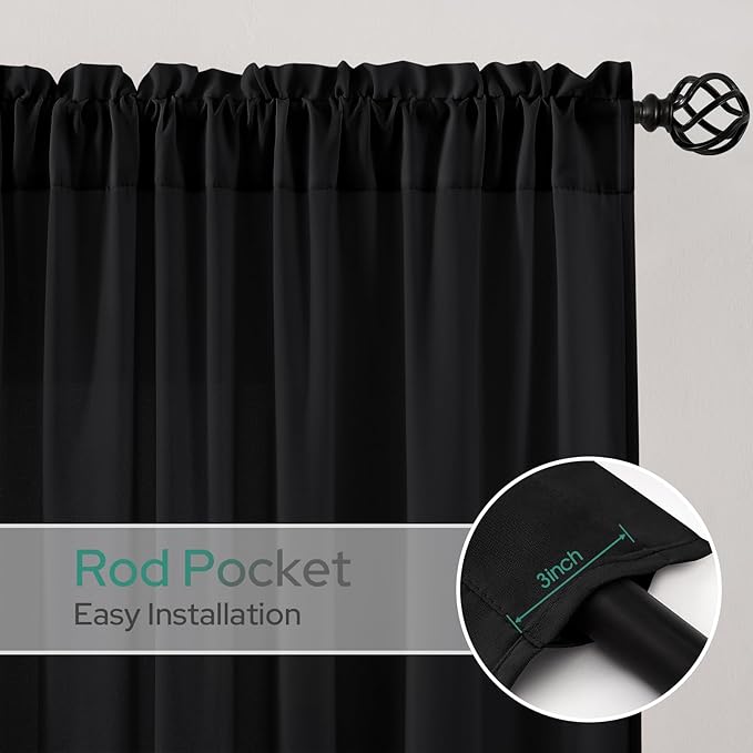 HOMEIDEAS Halloween Non-See-Through Black Privacy Semi Sheer Curtains 108 - Image 5