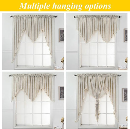 Beda Home Tassel Linen Textured Swag Valances - Image 5