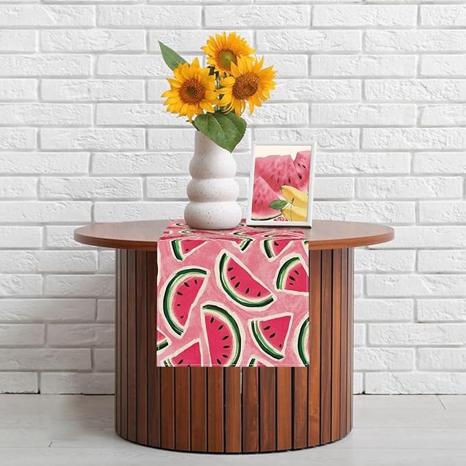 Summer Watermelon Table Runner, Seasonal Indoor Outdoor Home Decor Party Supply - Image 5