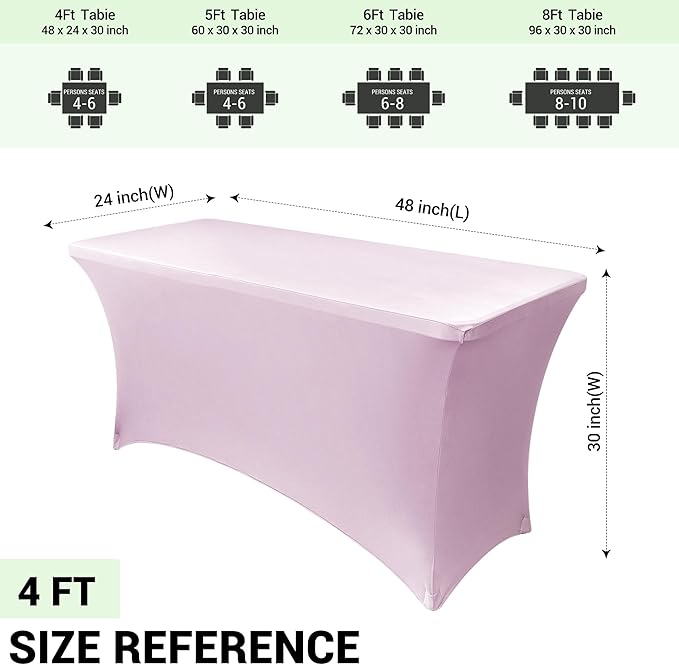 Obstal Spandex Table Cover 4ft Fitted Tablecloth Rectangular - Image 4