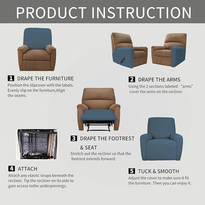 Easy-Going 4 Pieces Oversized Recliner Stretch Sofa Slipcover Sofa Cover - Image 7
