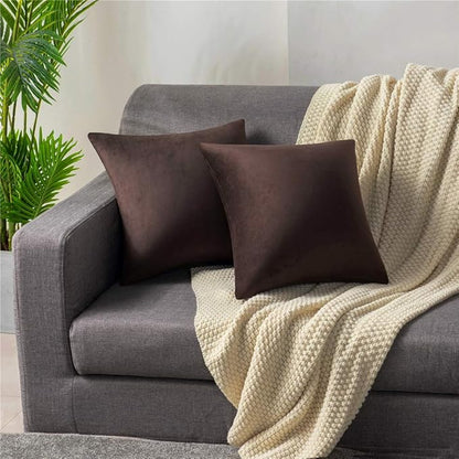 Decorative Pillow Cases 16x16 Chocolate Brown: 2 Pack Cozy Soft polyester - Image 3