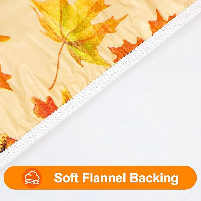 Smiry Plastic Thanksgiving Tablecloth, Sunflower & Pumpkin Wipeable Flannel - Image 6