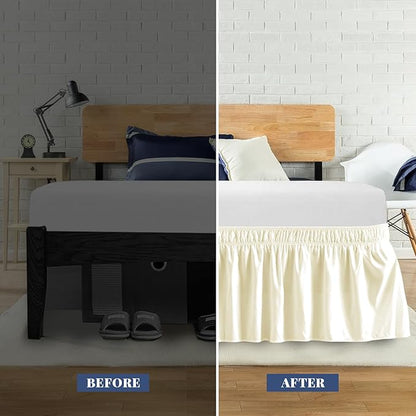 Queen Bed Skirt, Elastic Wrap Around Bed Skirt Queen Size, Bed Skirts - Image 3