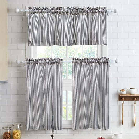 July Joy 3-Piece Cotton Tier Curtains 36 Inches Long Country Kitchen Curtains by JulyJoyColorfulHomeCurtains