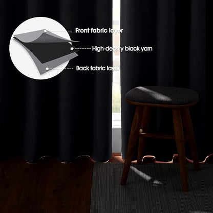 HOMEIDEAS Light Grey Blackout Curtains 52 X 45 Inch 2 Panels Room Darkening - Image 3