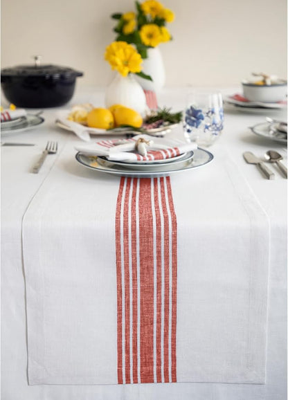 Solino Home Stripe Linen Table Runner 144 Inches Long by SolinoHome