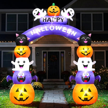 Halloween Inflatable Arch Cute Large Pumpkin Archway Blow Up Outdoor 8FT