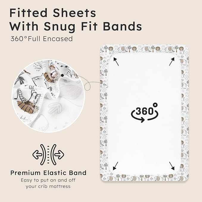 Baby Crib Sheets for Boys Girls Neutral, 2 Pack Crib Mattress Sheet for - Image 4