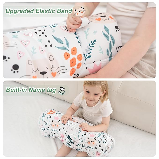 Viviland Toddler Nap Mat with Pillow and Minky Dot Blanket, Rolled Sleeping - Image 4