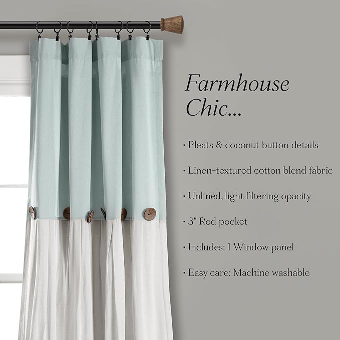 Lush Decor Linen Button Window Curtain Panel - Image 6