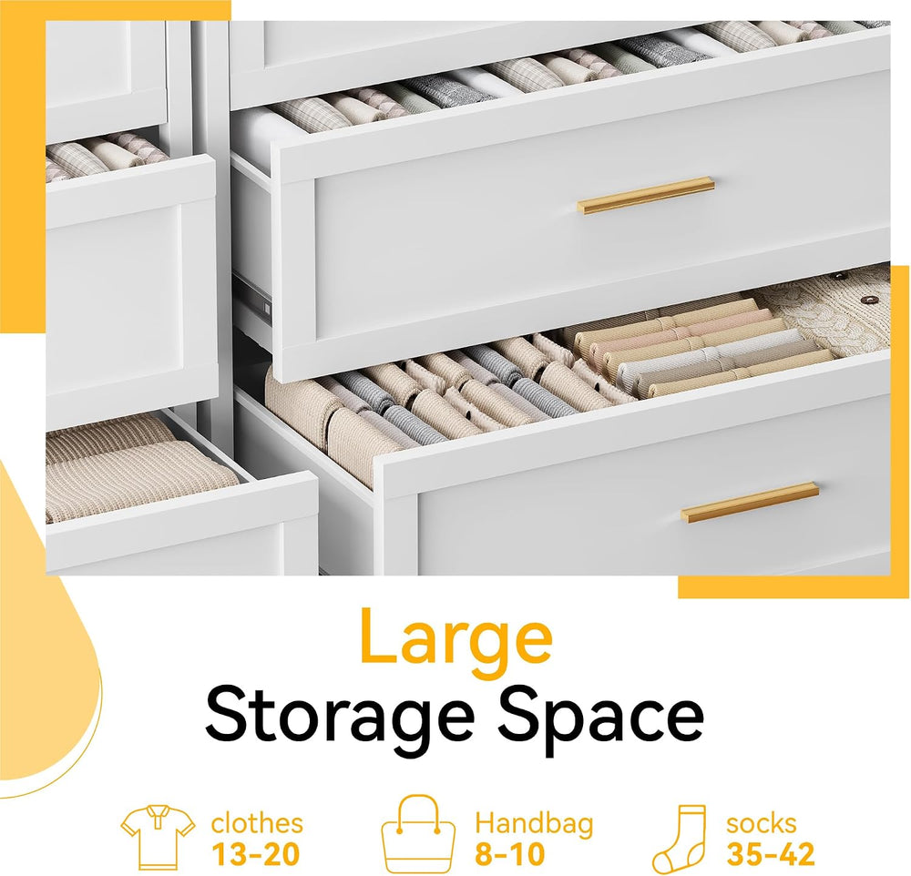 YAUWOH 5 Drawer Metal Dresser, Heavy Duty Steel Storage Dresser with Smooth G...