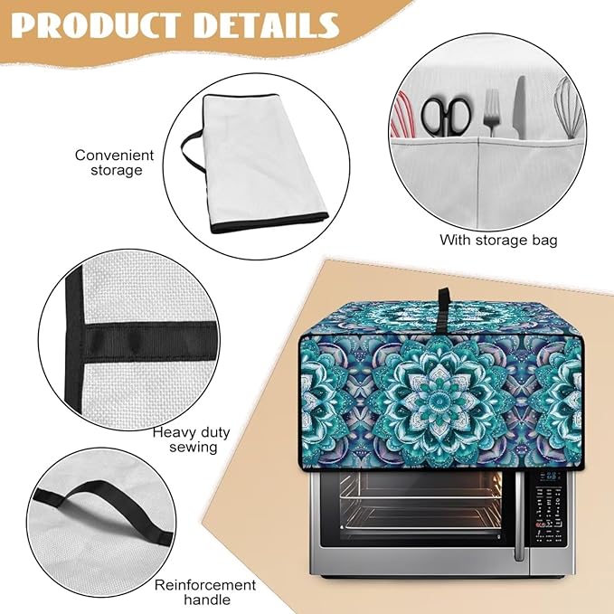 Boho Mandala Lotus Flower Print Microwave Oven Dust Cover - Image 6